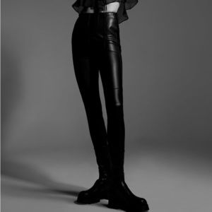 ZARA High waisted faux leather leggings black size medium